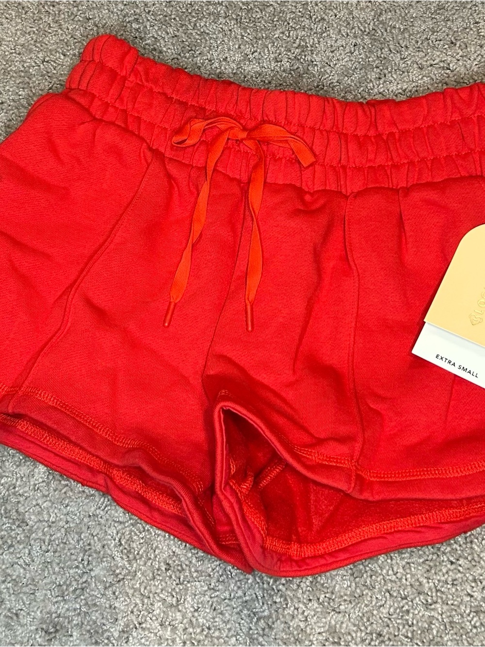 Women’s Red Elastic-Waist Athletic Shorts with Drawstring